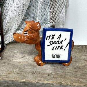 Vintage Hickok Ceramic Dog Figurine - It's A Dogs' Life! - Hand-Painted - Made I